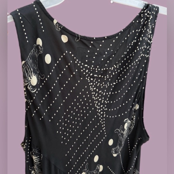 Johnny Was BIYA Black Silk Rea Dress with tiger graphics - sleeveless flowyyy lg - Picture 5 of 15